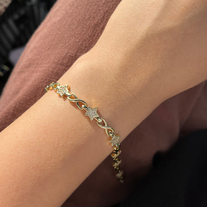 14K Kaplama Yıldız Figürlü Zirkon Taşlı Bileklik – CM VIP