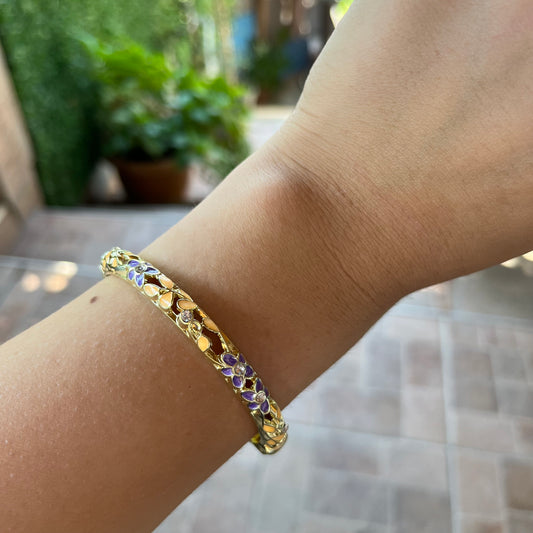 Renkli Taşlı Gold Kelepçe
