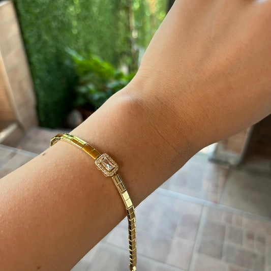 14K Kaplama Baget Taşlı Gold Bileklik – CM VIP