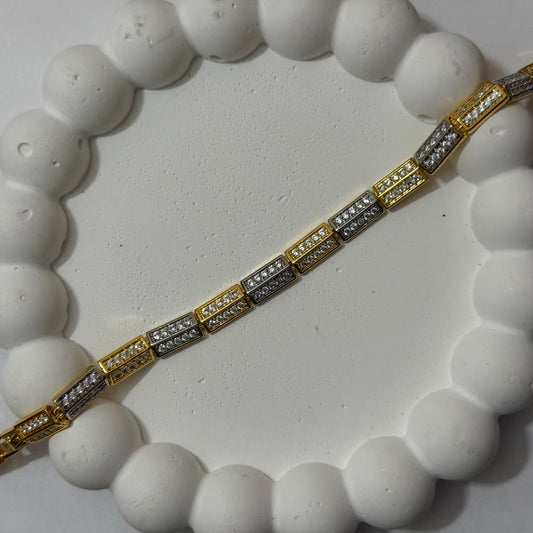 Gold Silver Taşlı Bileklik|Xuping