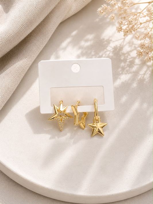 Yıldız Rüyası Küpe Seti Gold