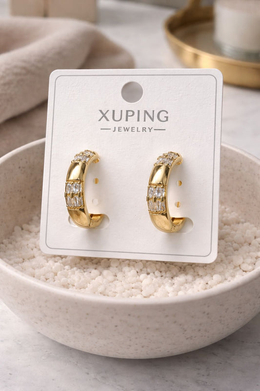 Xuping Gold Taşlı Halka Küpe