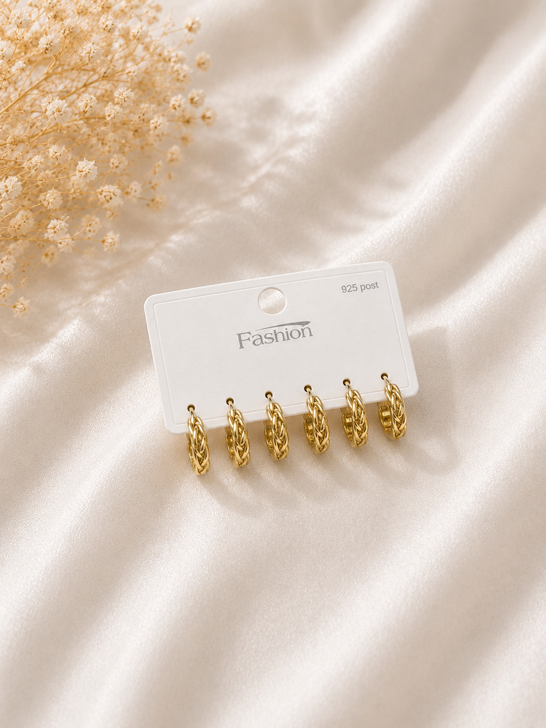 Örgü Model Gold Küpe Seti