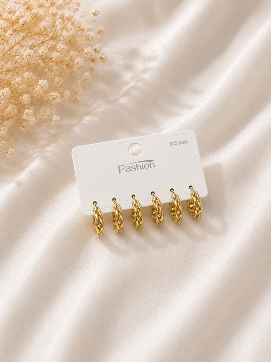 Örgü Model Gold Küpe Seti